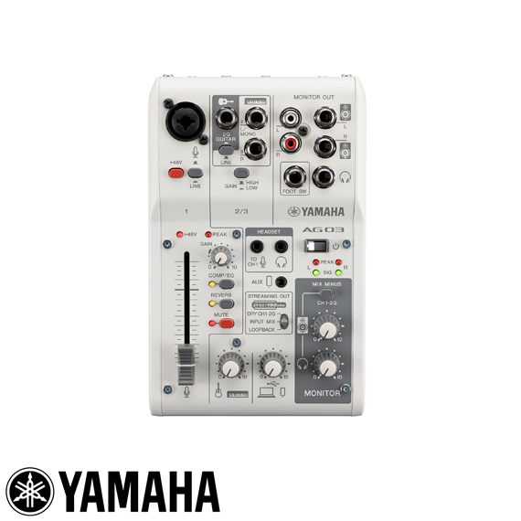 Yamaha AG03MK2 W 3 Kanal Analog Canlı Yayın Mixeri — görsel 1