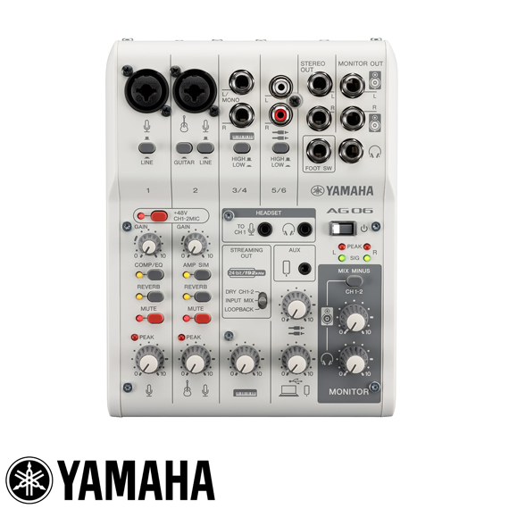 Yamaha AG06MK2 W 6 Kanal Canlı Yayın Mixeri — görsel 1