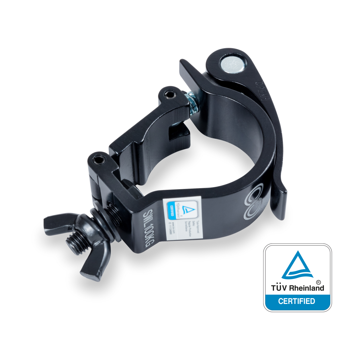 Centolight CLCR-50100B 48–50 mm, 100 kg hızlı sabitlenen siyah truss kelepçesi — görsel 1