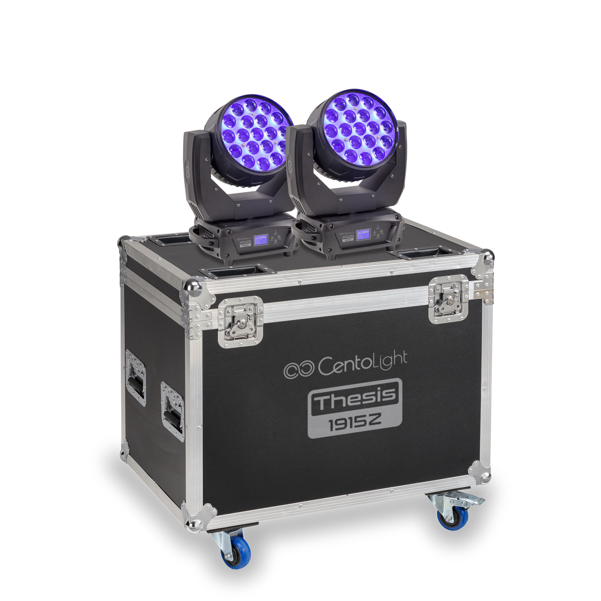Centolight THESIS 1915Z-SET Taşıma kasalı iki adet 19 × 15 W zoomlu wash moving head seti — görsel 1