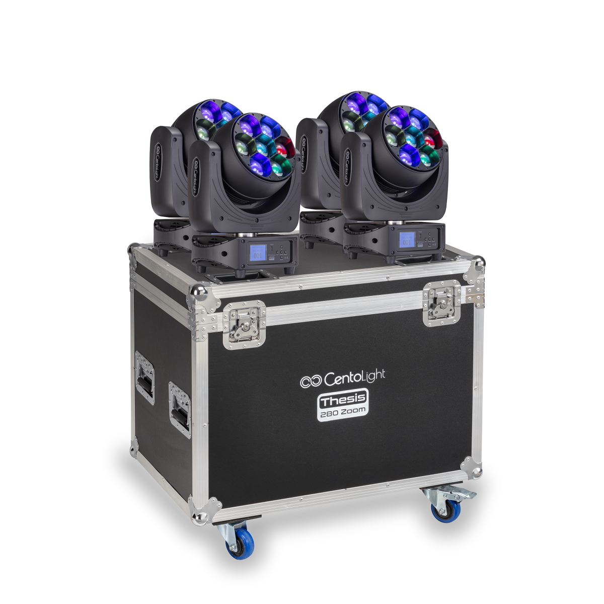 Centolight THESIS 280 ZOOM SET Taşıma kasalı dört adet 7 × 40 W zoomlu wash moving head seti — görsel 1
