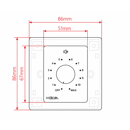 Helvia - MURA 210 Duvar İçi Ses Kontrol Cihazı 70-100V-10W — görsel 1